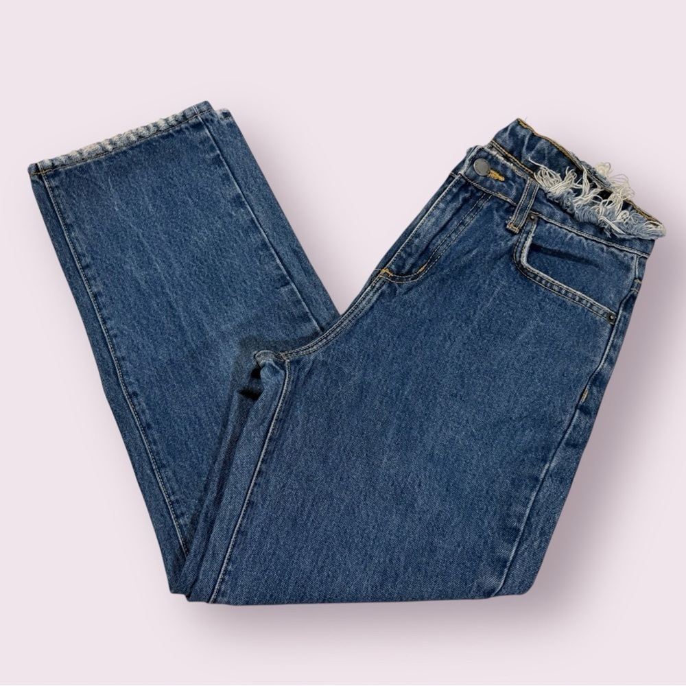 Carmar Frayed Waist High Rise Mom Jeans Size 25